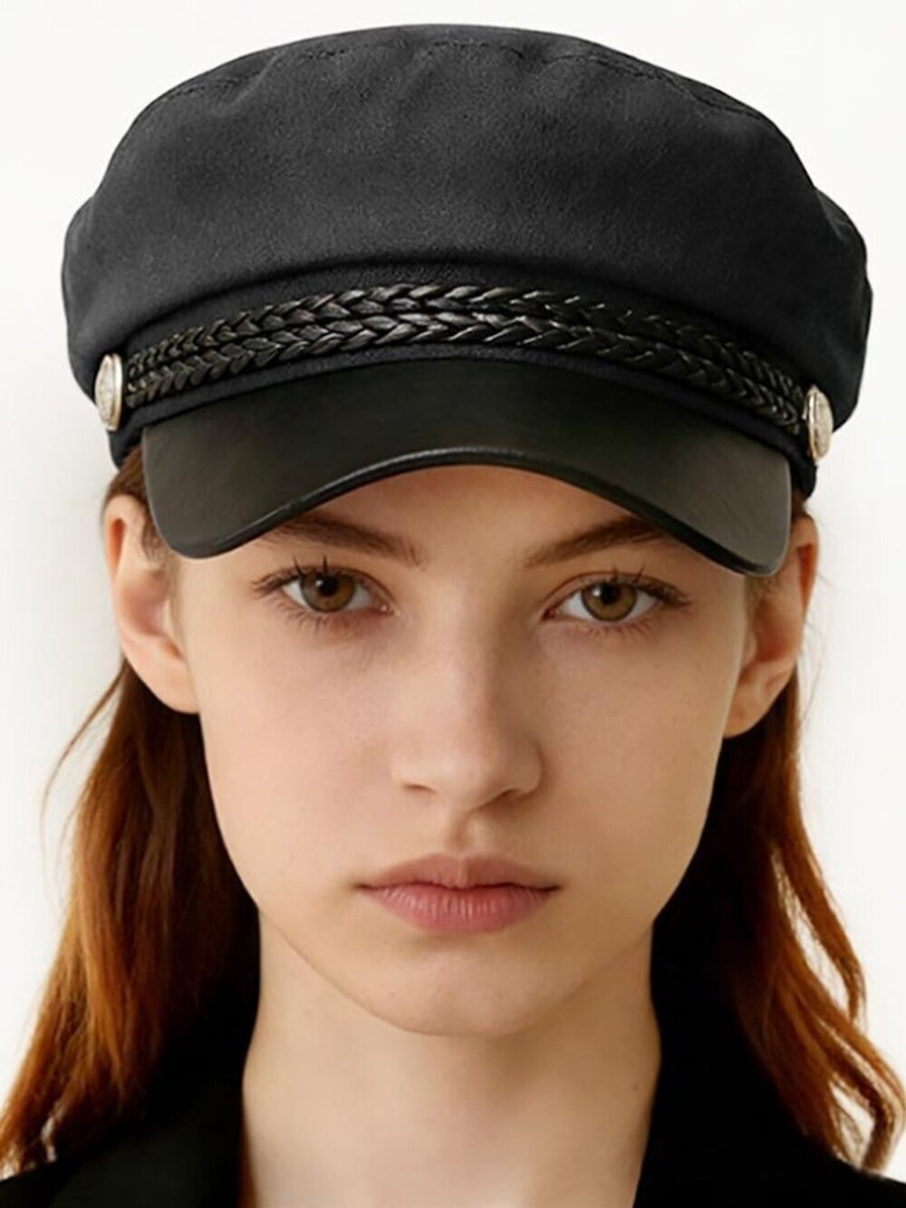 Women's Newsboy Cap Fiddler Caps Classic Beret Hat Fisherman Flat Hats Black